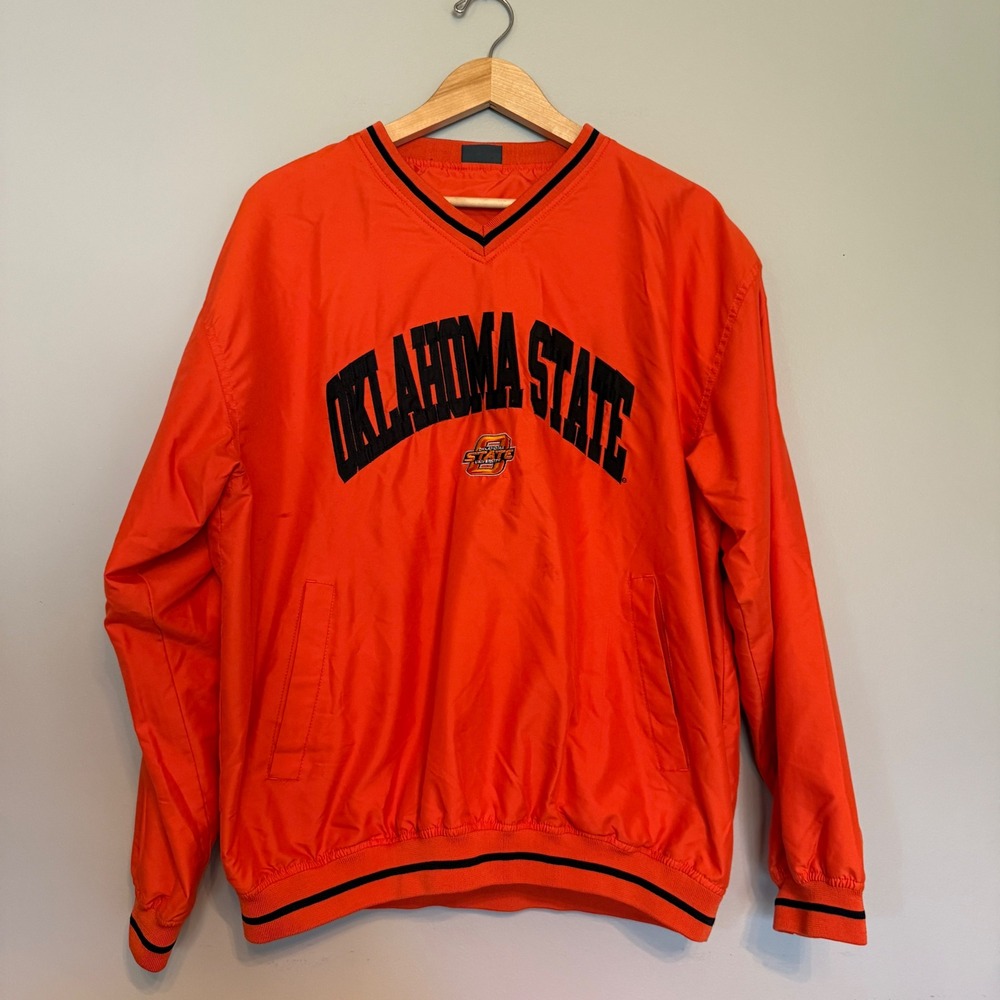 Pro Edge Oklahoma State Cowboys Orange V-Neck‎ Pullover Windbreaker Mens Large